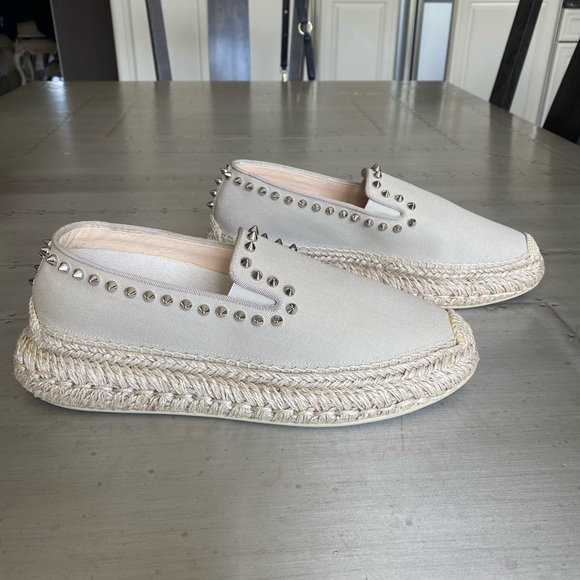 Christian Louboutin Shoes - Christian Louboutin Espaboat Flat Toile beige espadrille linen moccasin sz 39